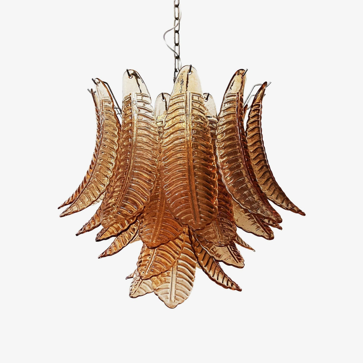 Murano Amber Glass Leaf Chandelier