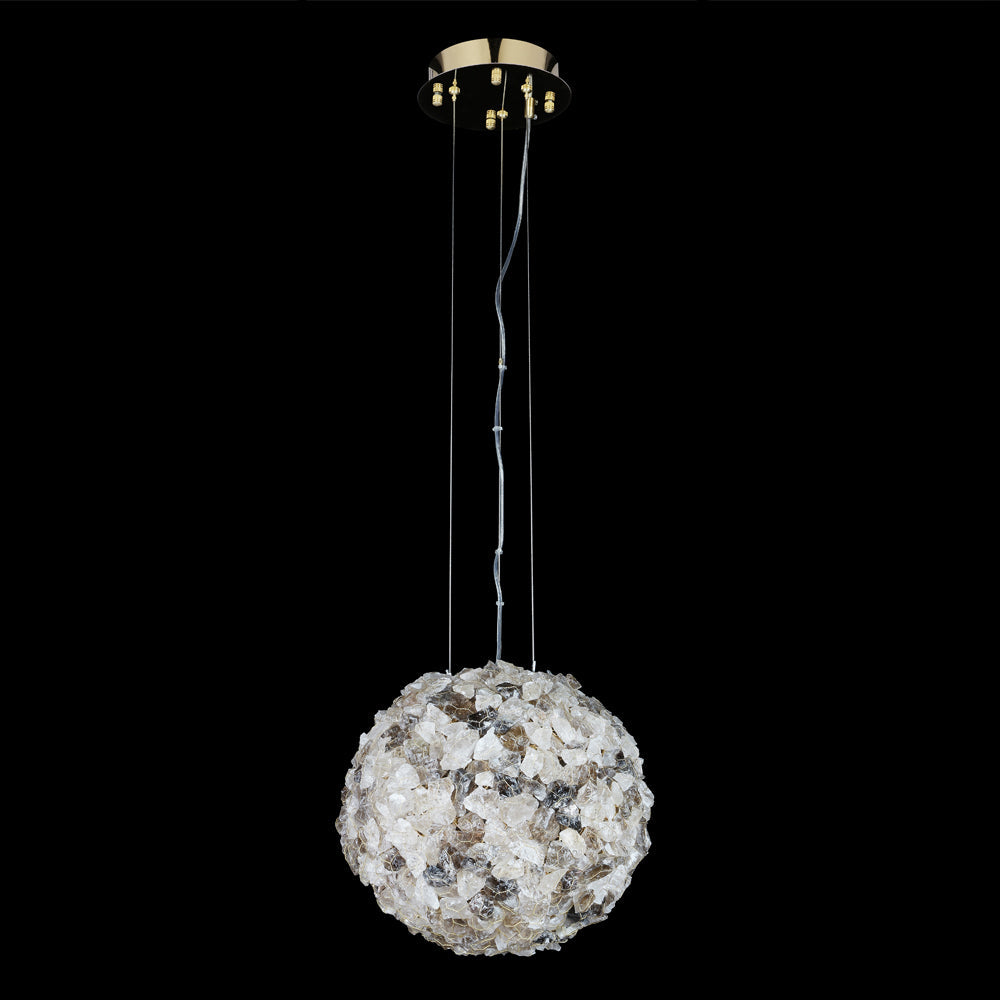 Modern Clear & Smoky Rock Crystal Ball Pendant Light - view 2