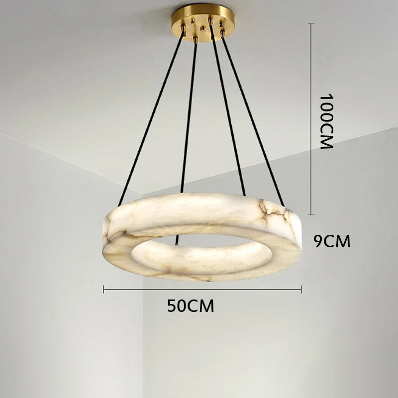 20" Natural Marble Wheel Chandelier
