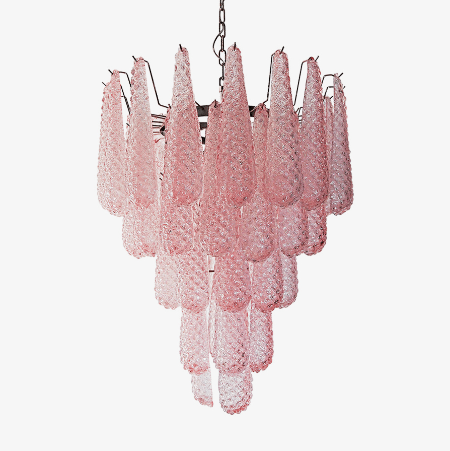 Murano Pink Glass Droplet Chandelier