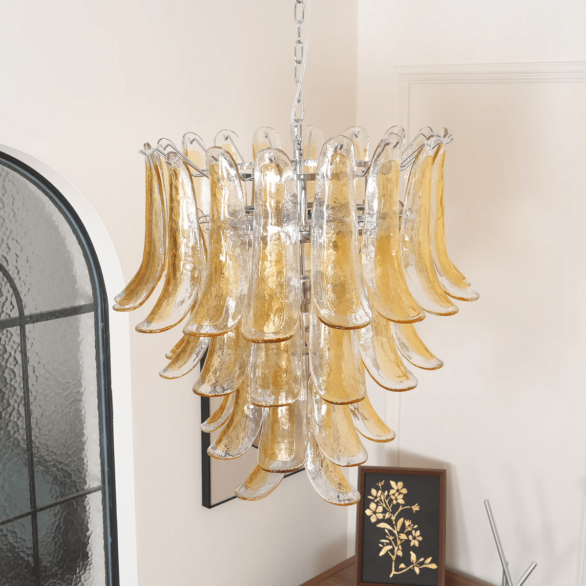 Murano Amber Lily Chandelier