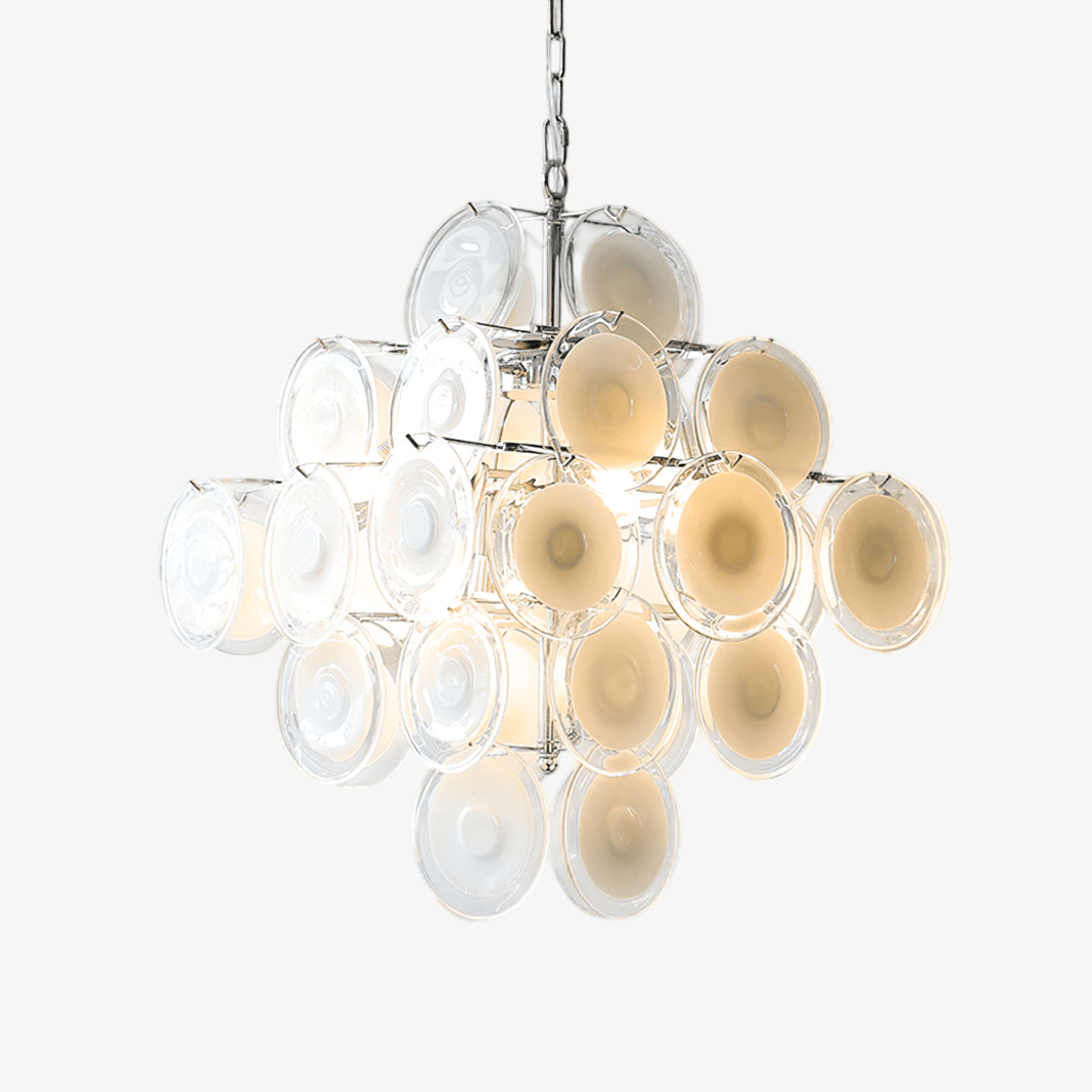 Murano Disc White Glass Chandelier