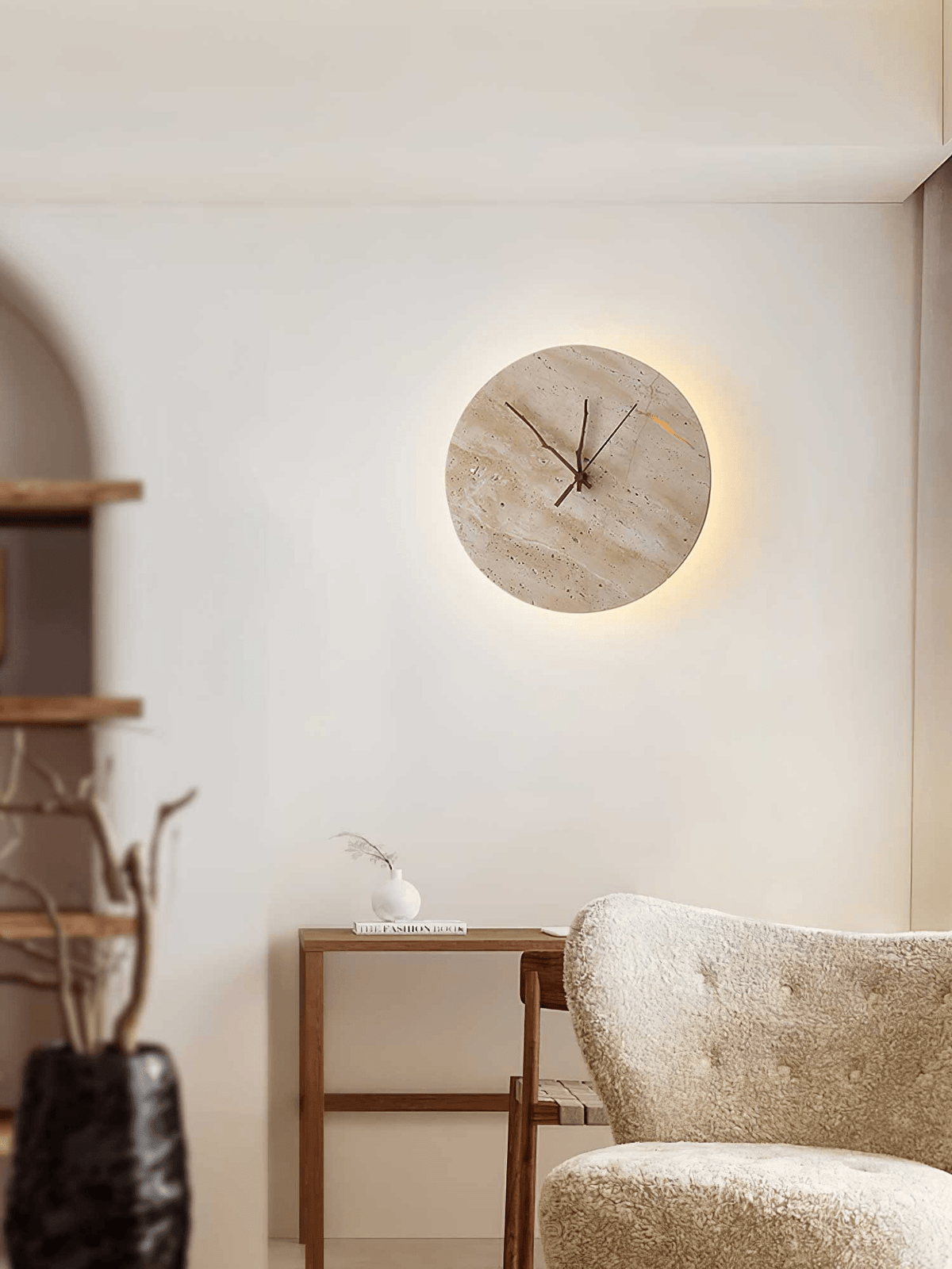 Clock Travertine Wall Lamp