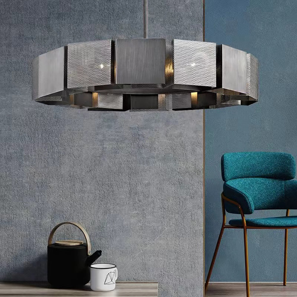 Stainless Steel Industrial Modern Ring Chandelier - view 3