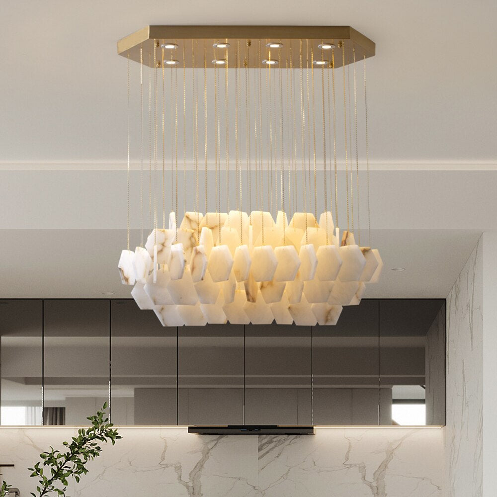 Natural Marble Modern Chandelier Moonshade Pendant