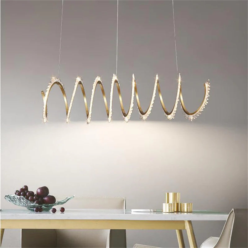 Rorie Modern Rock Crystal Spiral Chandelier, Island Chandelier - view 2