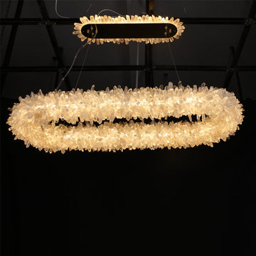 Oval Modern Clear Geode Quartz Crystal Chandelier for Dining Room