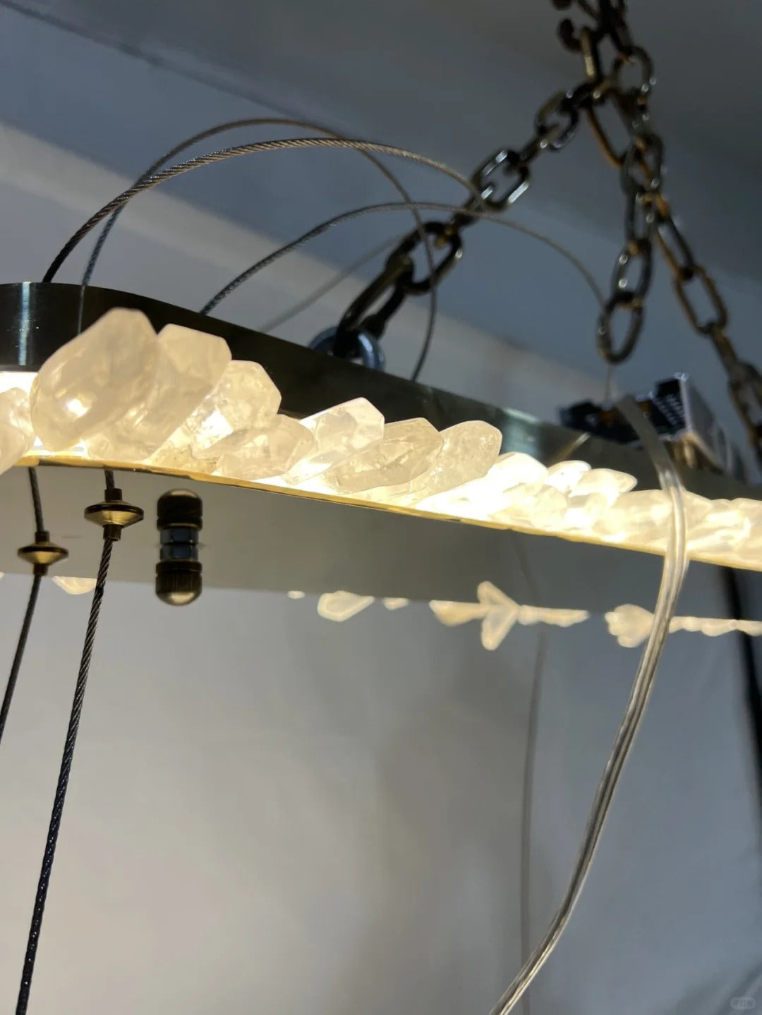 Oval Modern Clear Geode Quartz Crystal Chandelier for Dining Room - view 4