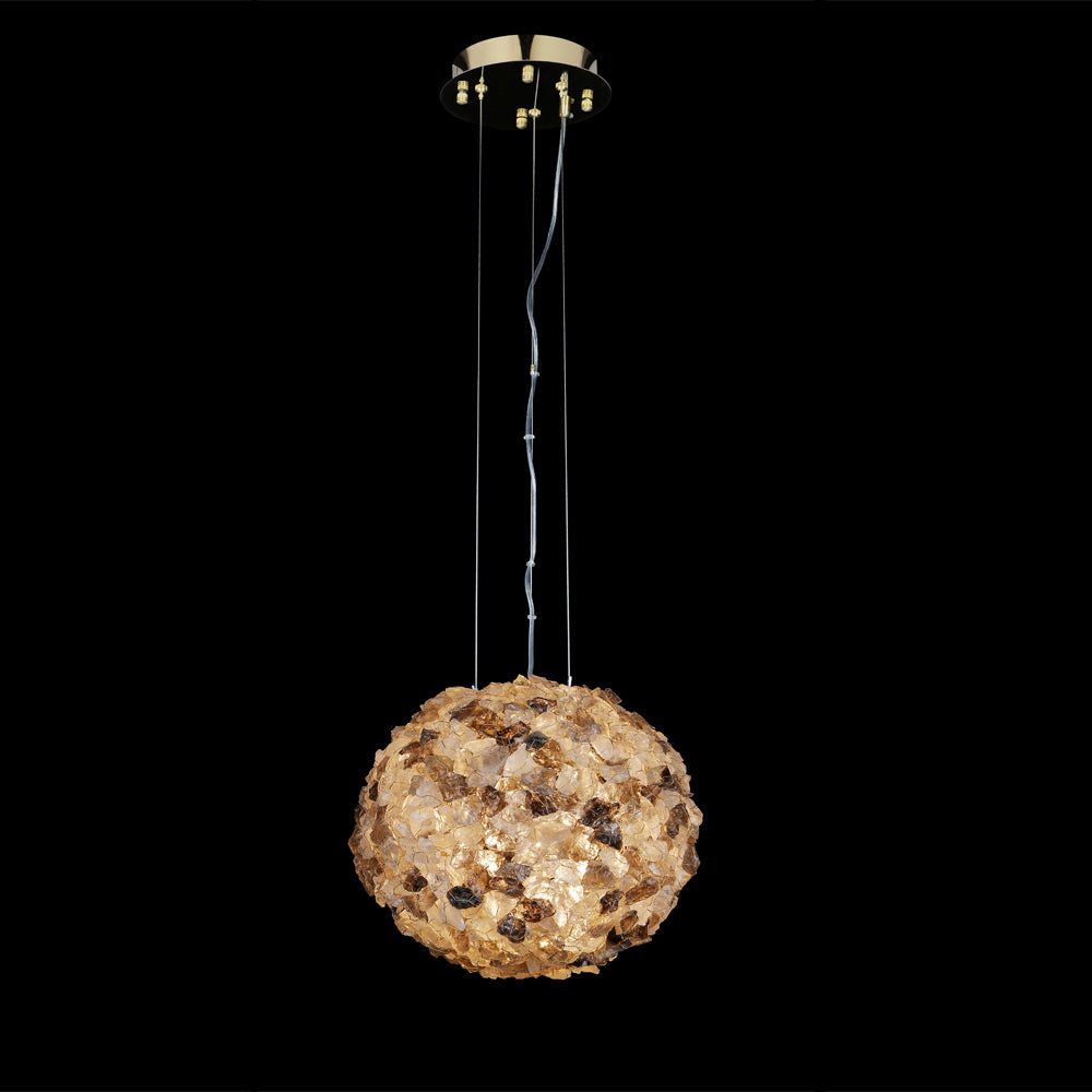 Modern Clear & Smoky Rock Crystal Ball Pendant Light - view 4
