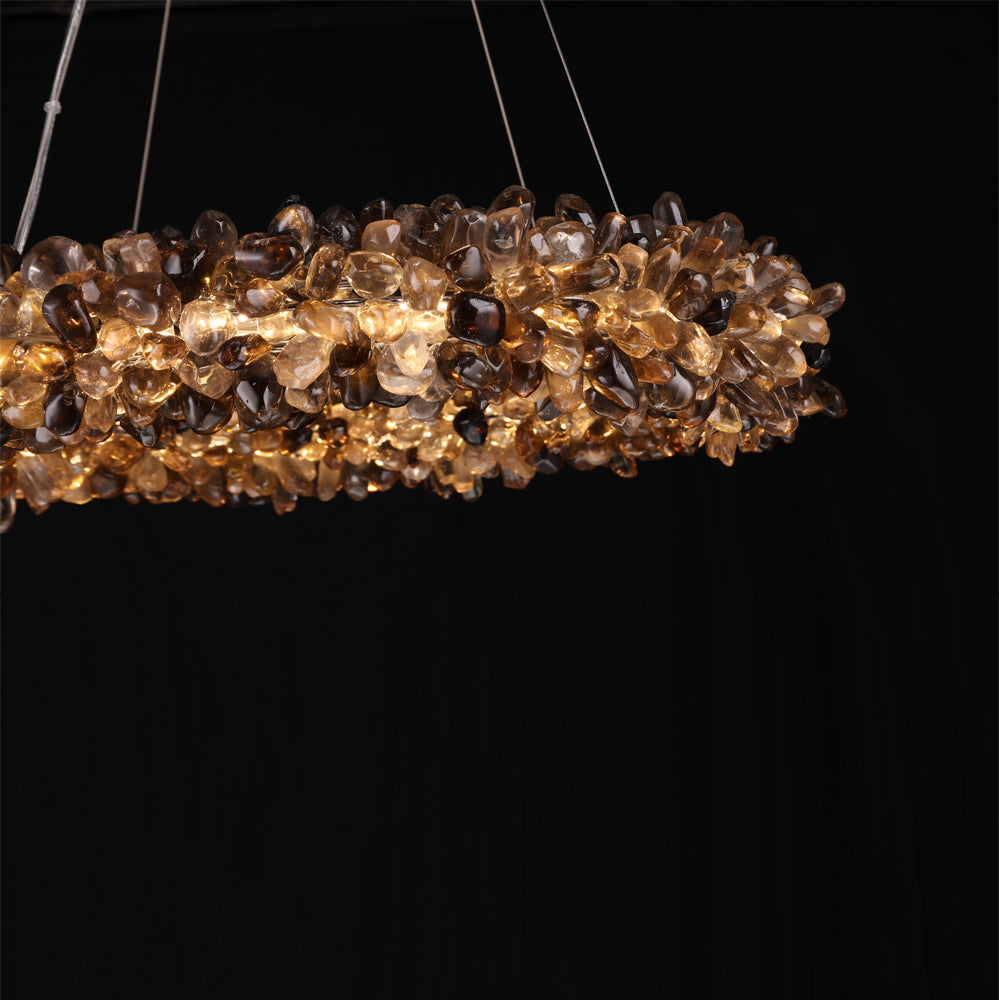 Multiple Size Modern Smoky Rock Crystal Halo LED Chandelier Pendant Light - view 2