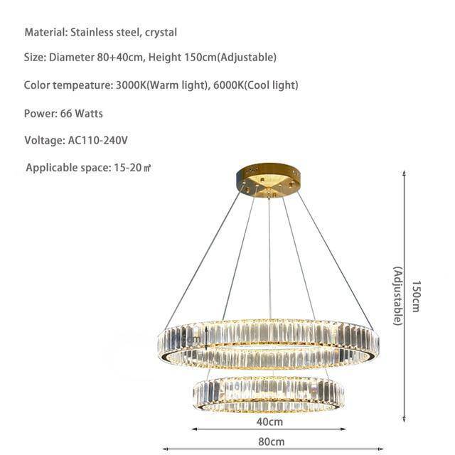 Roma 2-Ring Crystal Chandelier - view 3