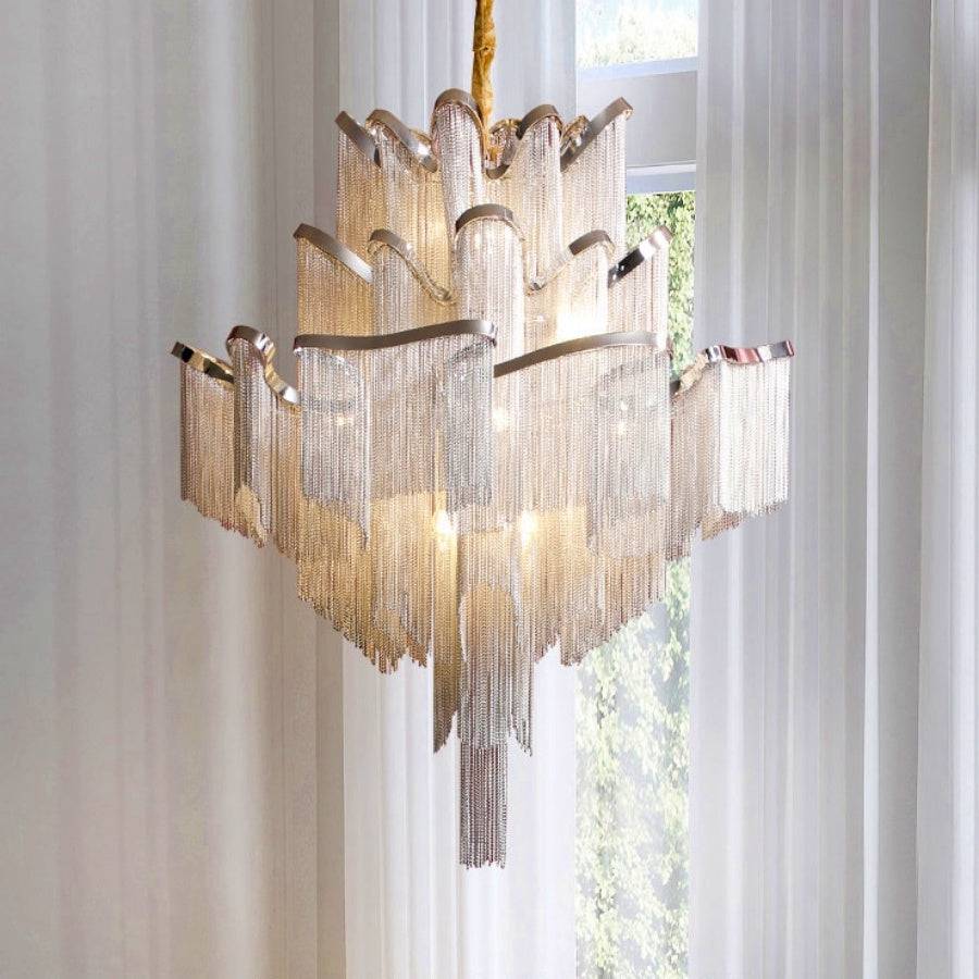 Cadena Metal Tassel Chandelier - view 2
