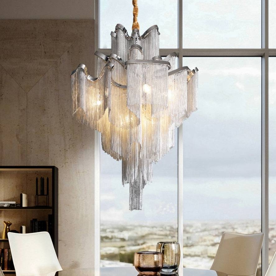 Cadena Metal Tassel Chandelier - view 3