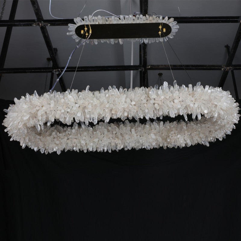 Oval Modern Clear Geode Quartz Crystal Chandelier for Dining Room - view 2