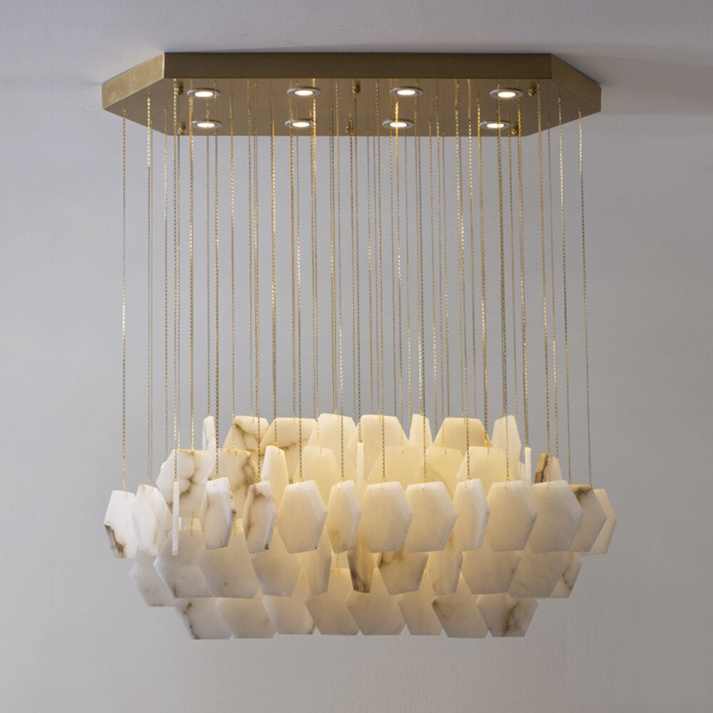 Natural Marble Modern Chandelier Moonshade Pendant - view 4