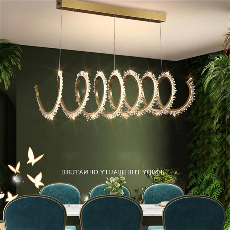 Rorie Modern Rock Crystal Spiral Chandelier, Island Chandelier - view 4