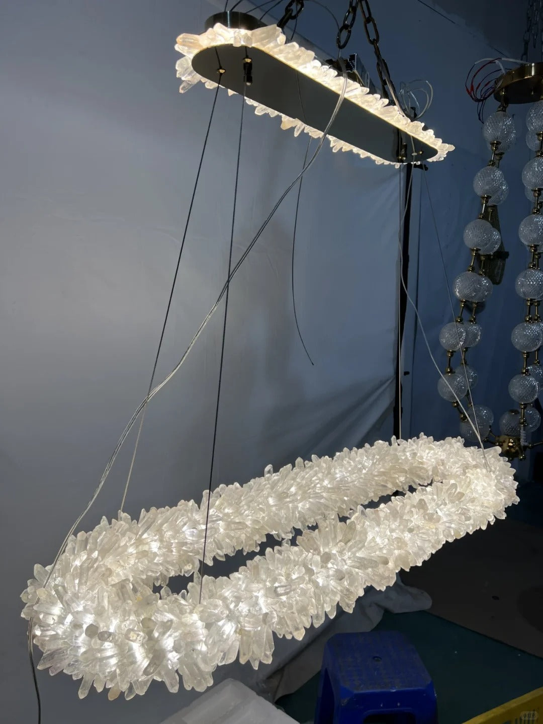 Oval Modern Clear Geode Quartz Crystal Chandelier for Dining Room - view 7