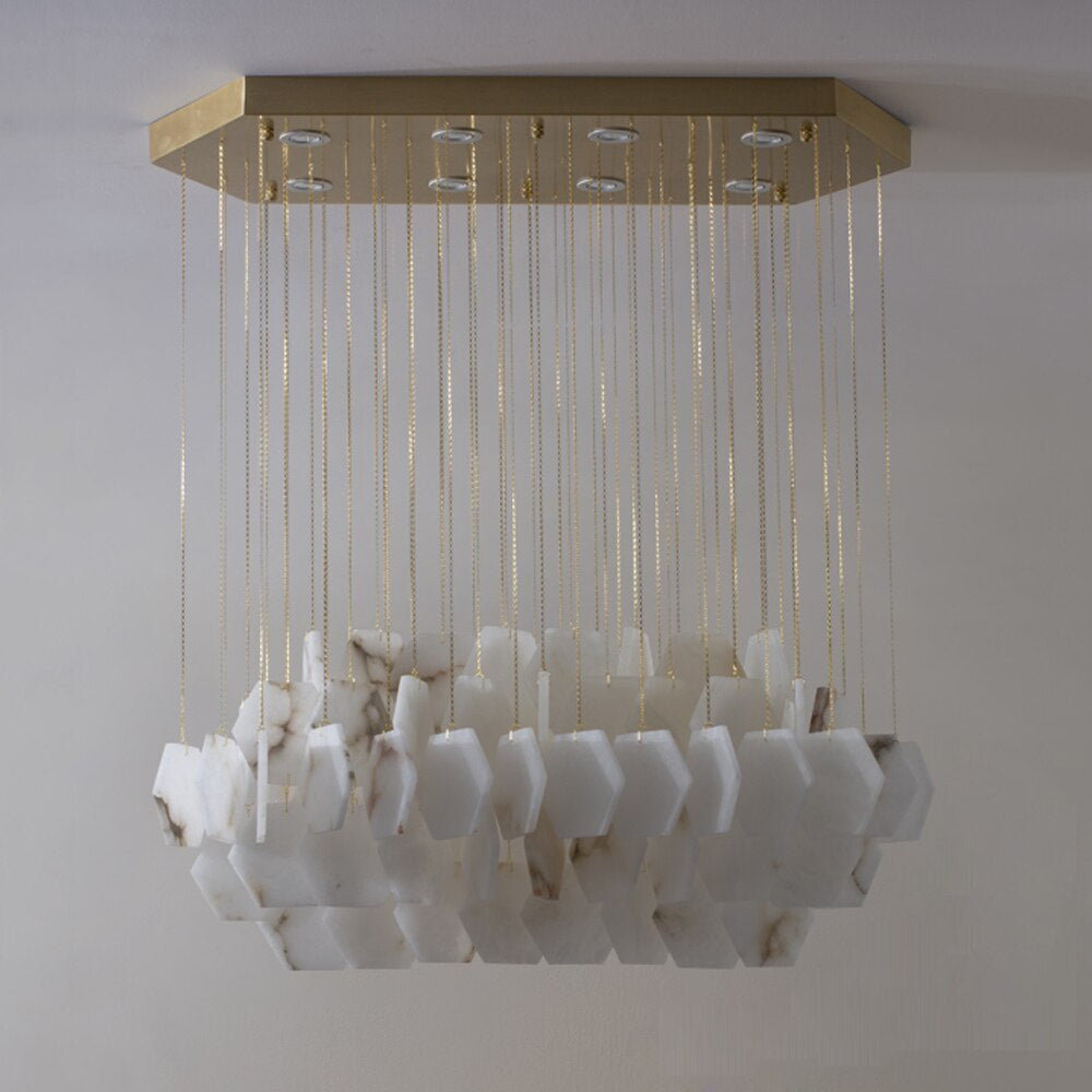 Natural Marble Modern Chandelier Moonshade Pendant - view 5