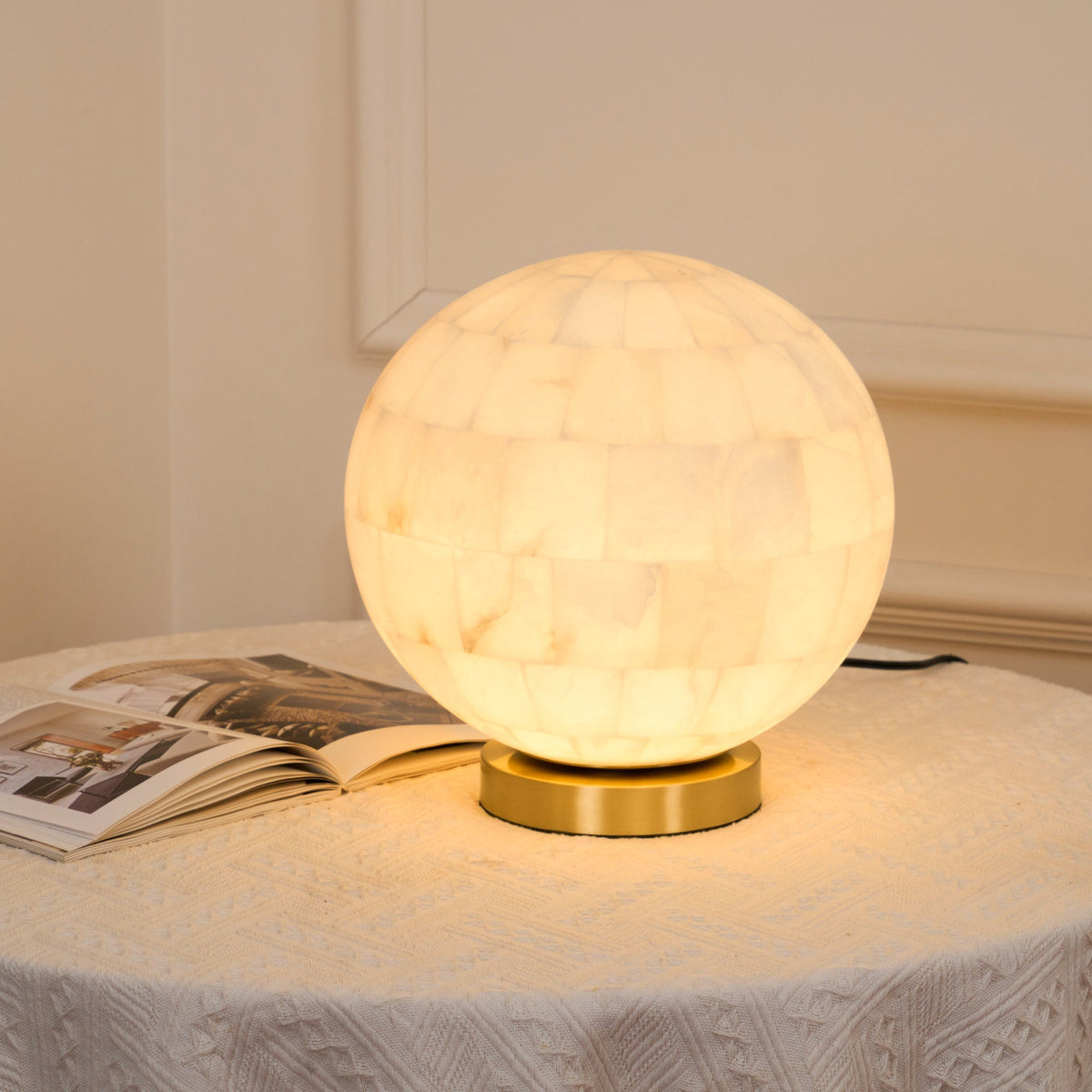 Alabaster Ball Table Lamp