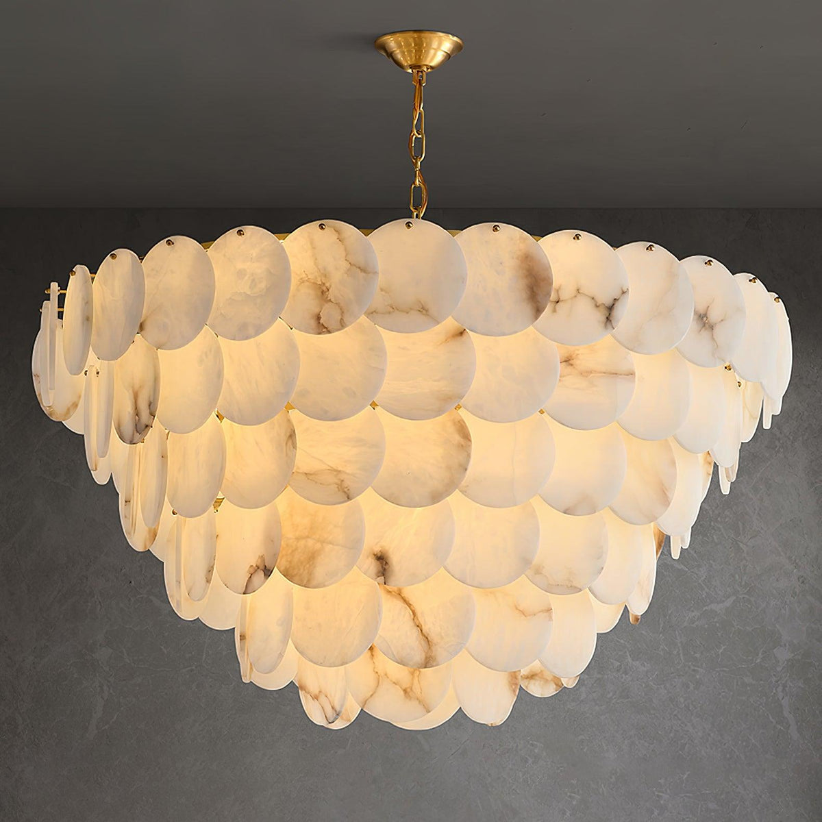 Alabaster Shell Brass Chandelier