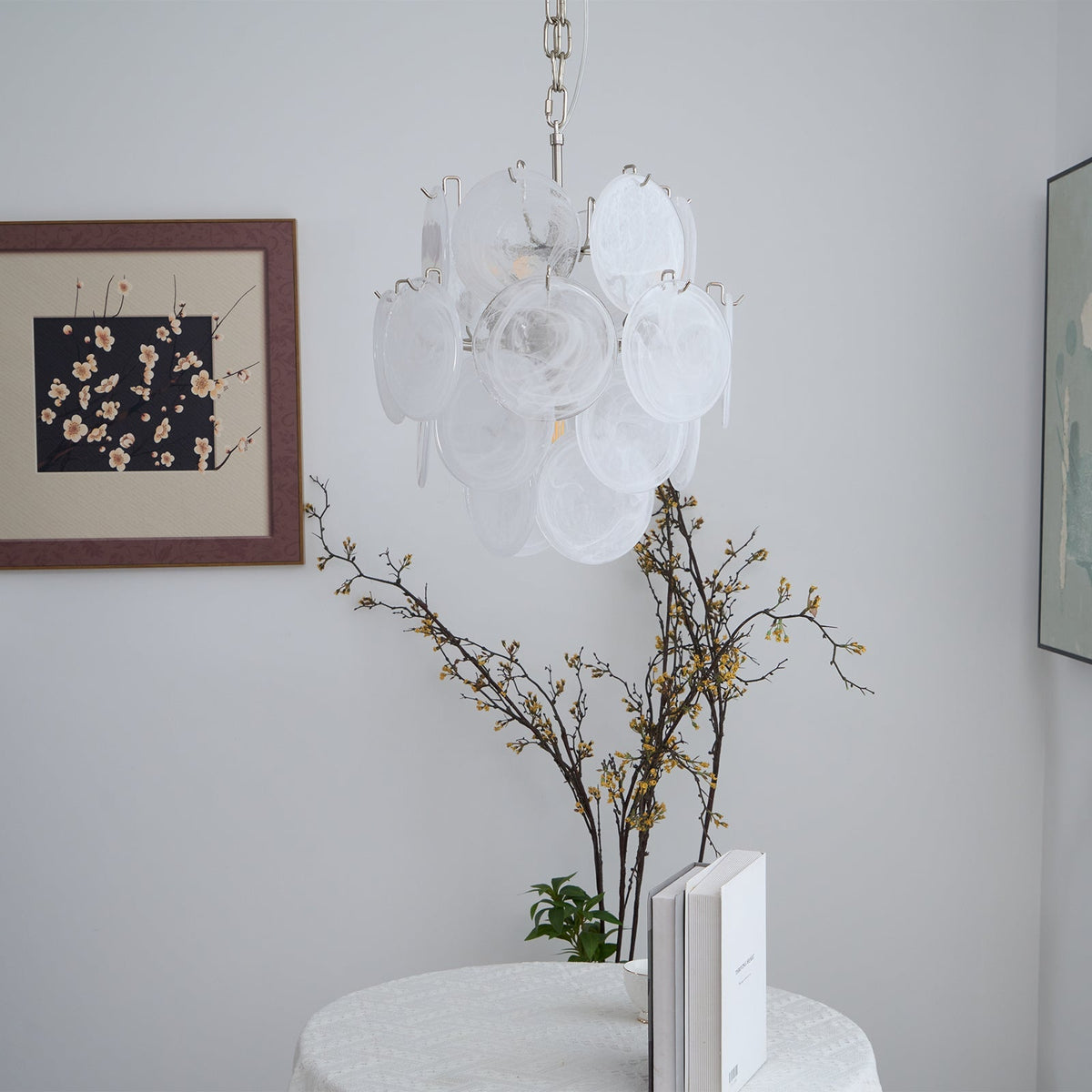 Aqua White Glass Murano Chandelier - view 23