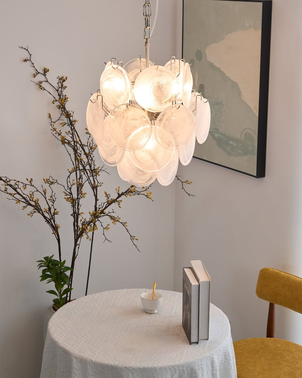 Aqua White Glass Murano Chandelier - view 21