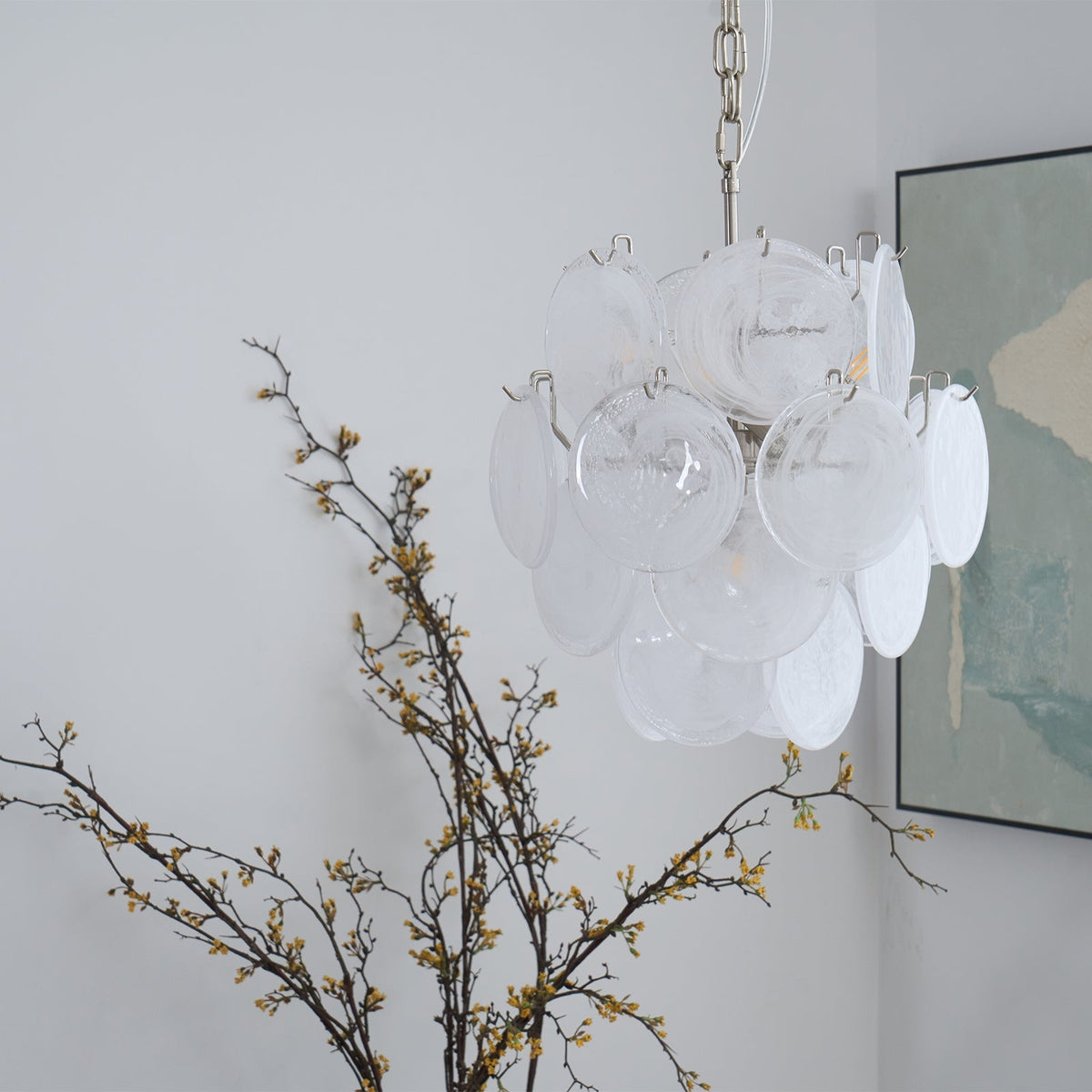 Aqua White Glass Murano Chandelier - view 22