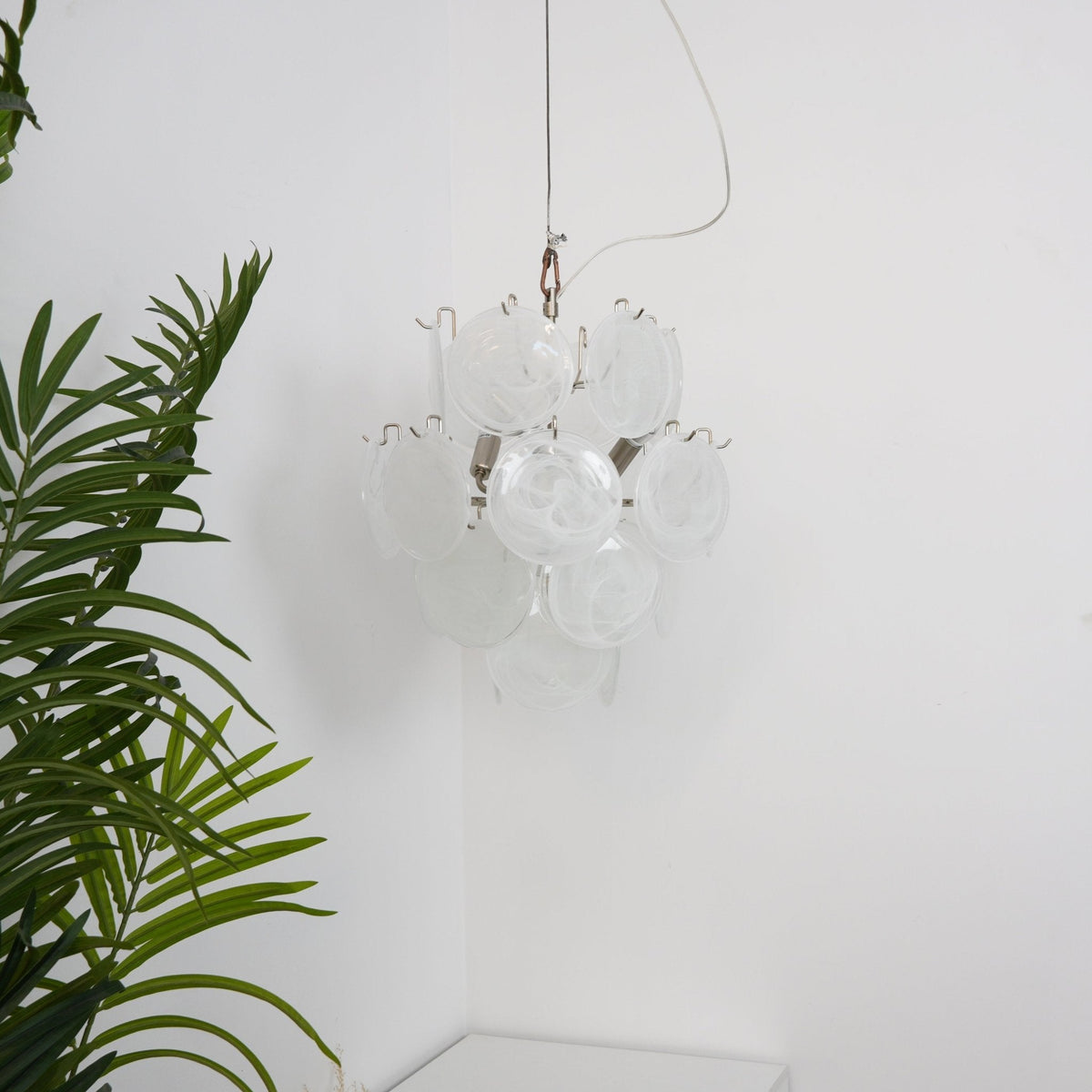 Aqua White Glass Murano Chandelier - view 36