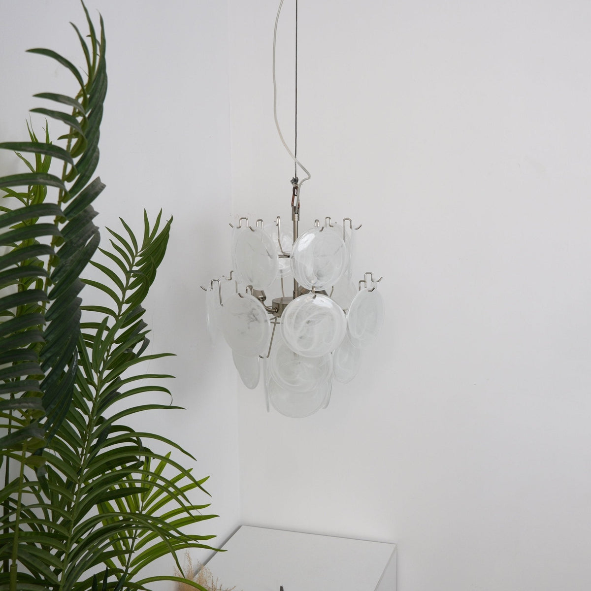 Aqua White Glass Murano Chandelier - view 45
