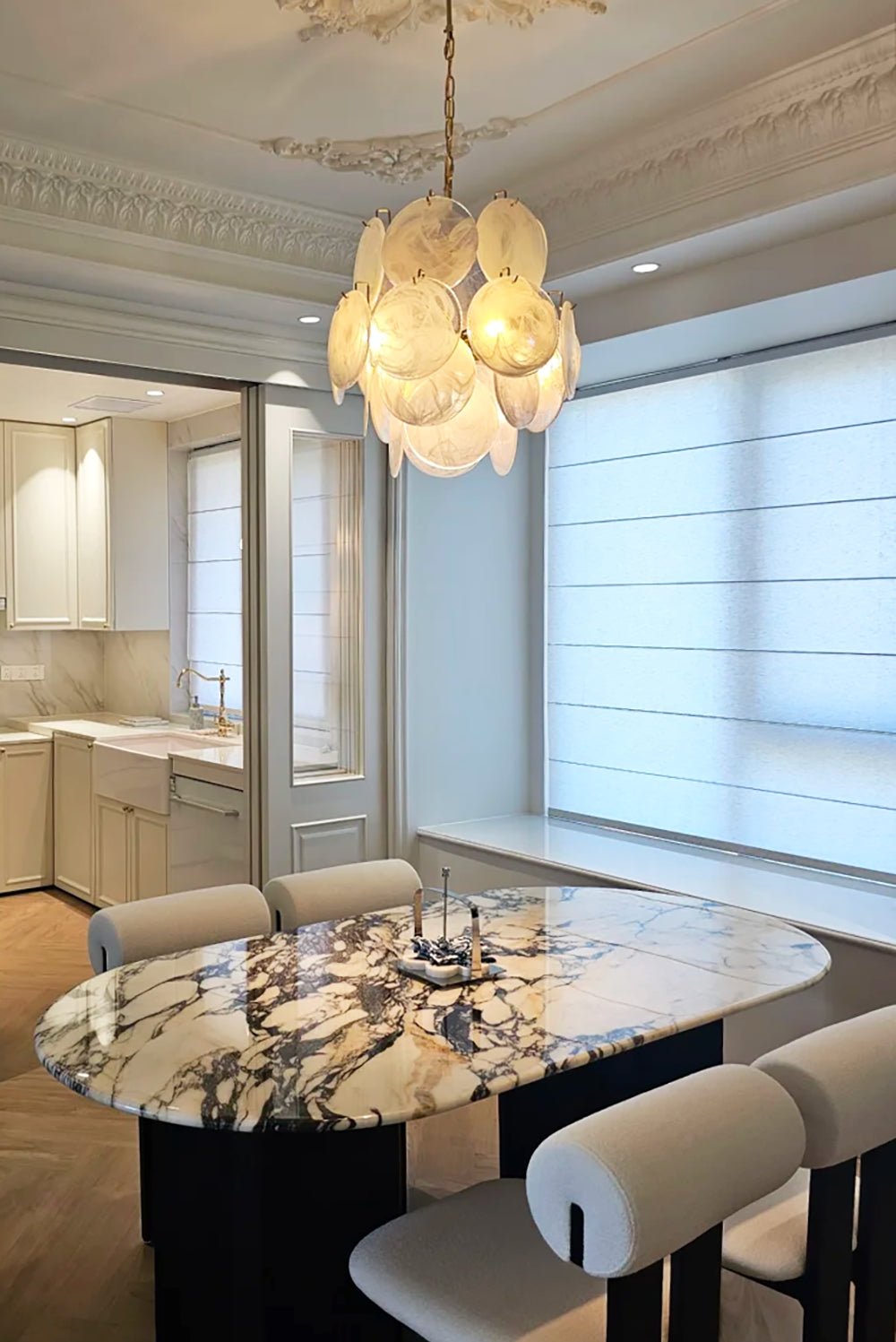 Aqua White Glass Murano Chandelier - view 31