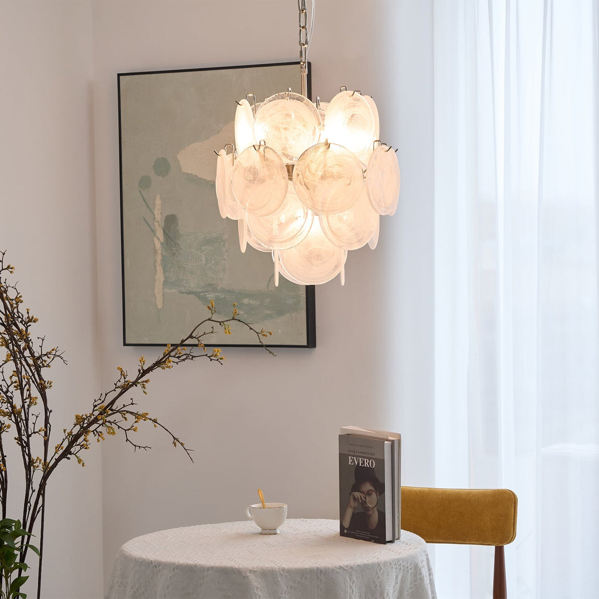 Aqua White Glass Murano Chandelier - view 20