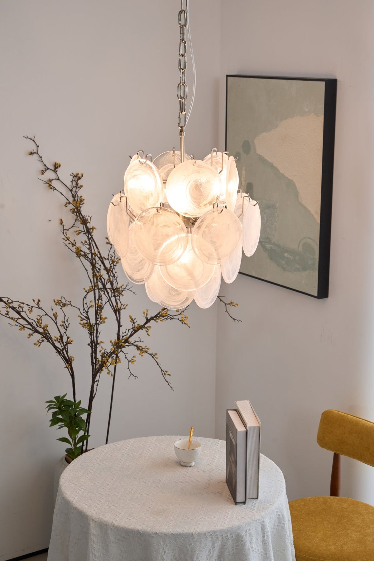 Aqua White Glass Murano Chandelier - view 28
