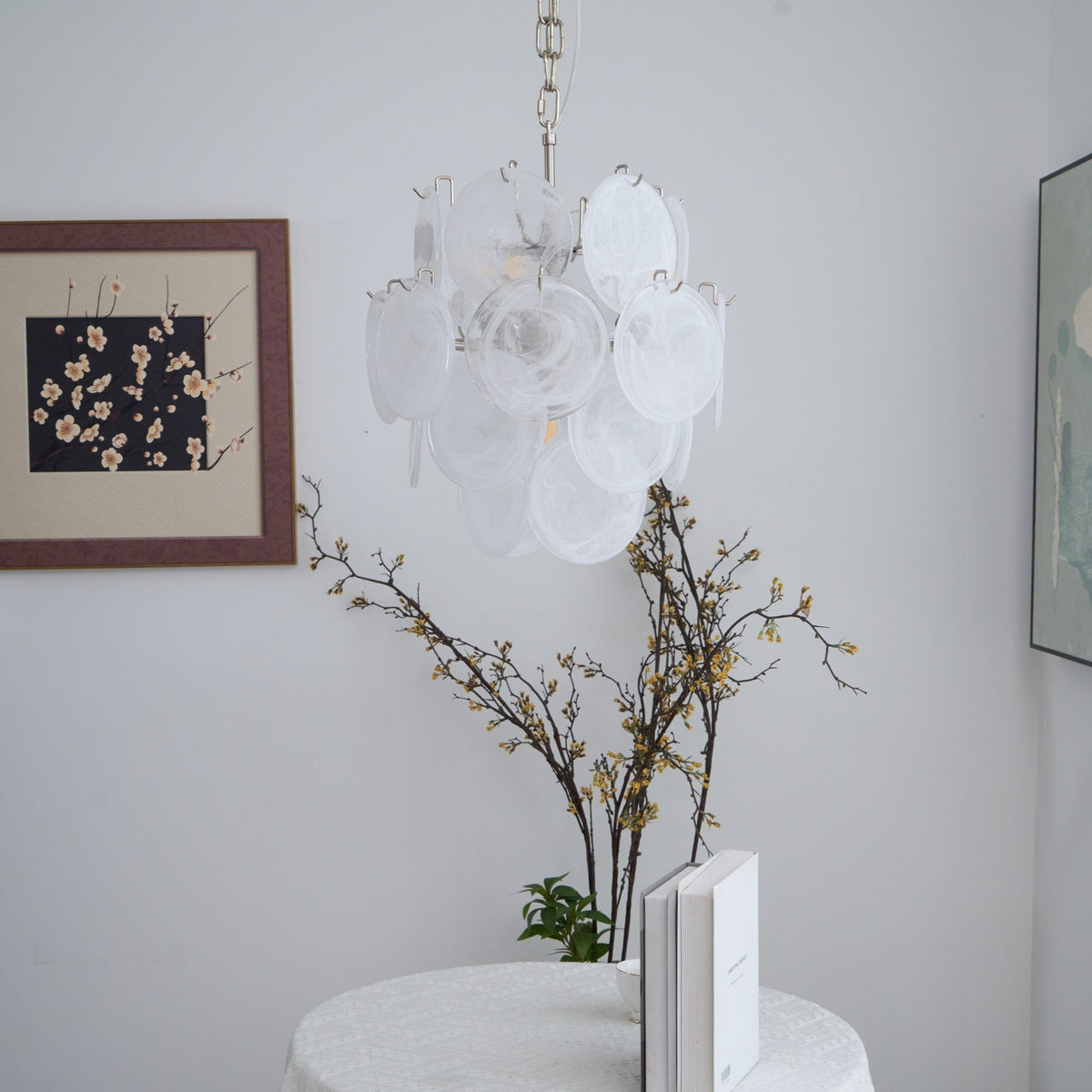 Aqua White Glass Murano Chandelier - view 7