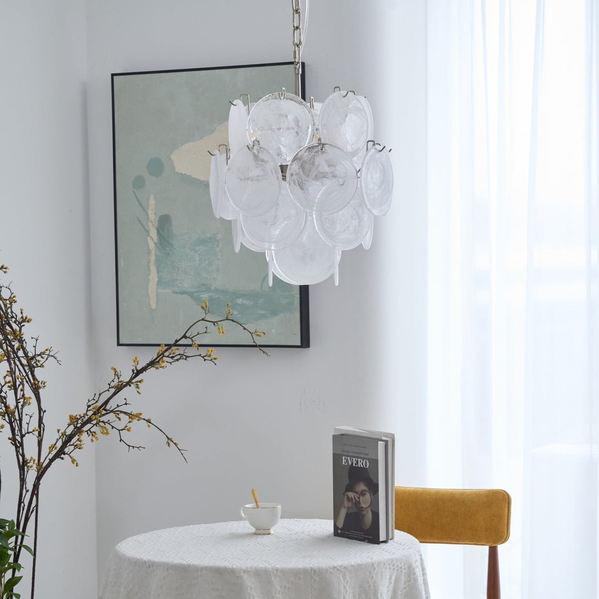 Aqua White Glass Murano Chandelier - view 15