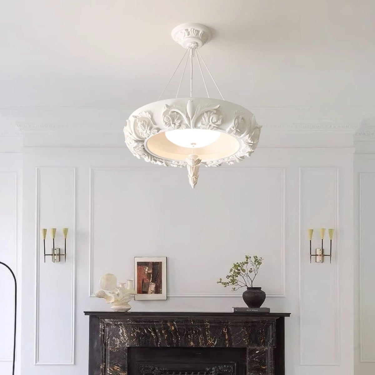 Artistic Carved Plaster Chandelier - view 2