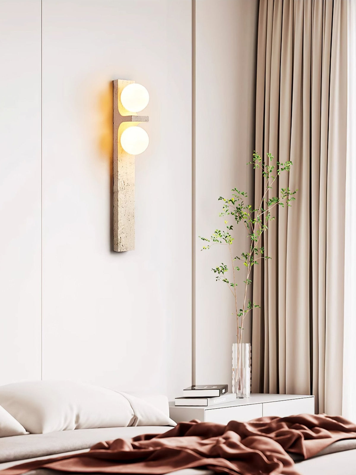 Asymmetrical Travertine Wall Sconce