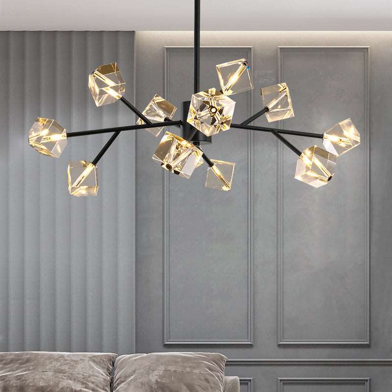 Diamante Crystal Ceiling Light Fixture Modern Chandelier Black