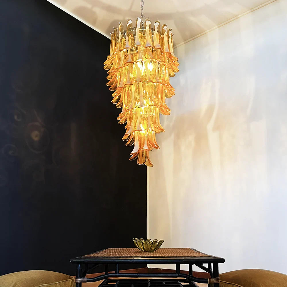 Petals Spiral Murano Amber Chandelier - view 3