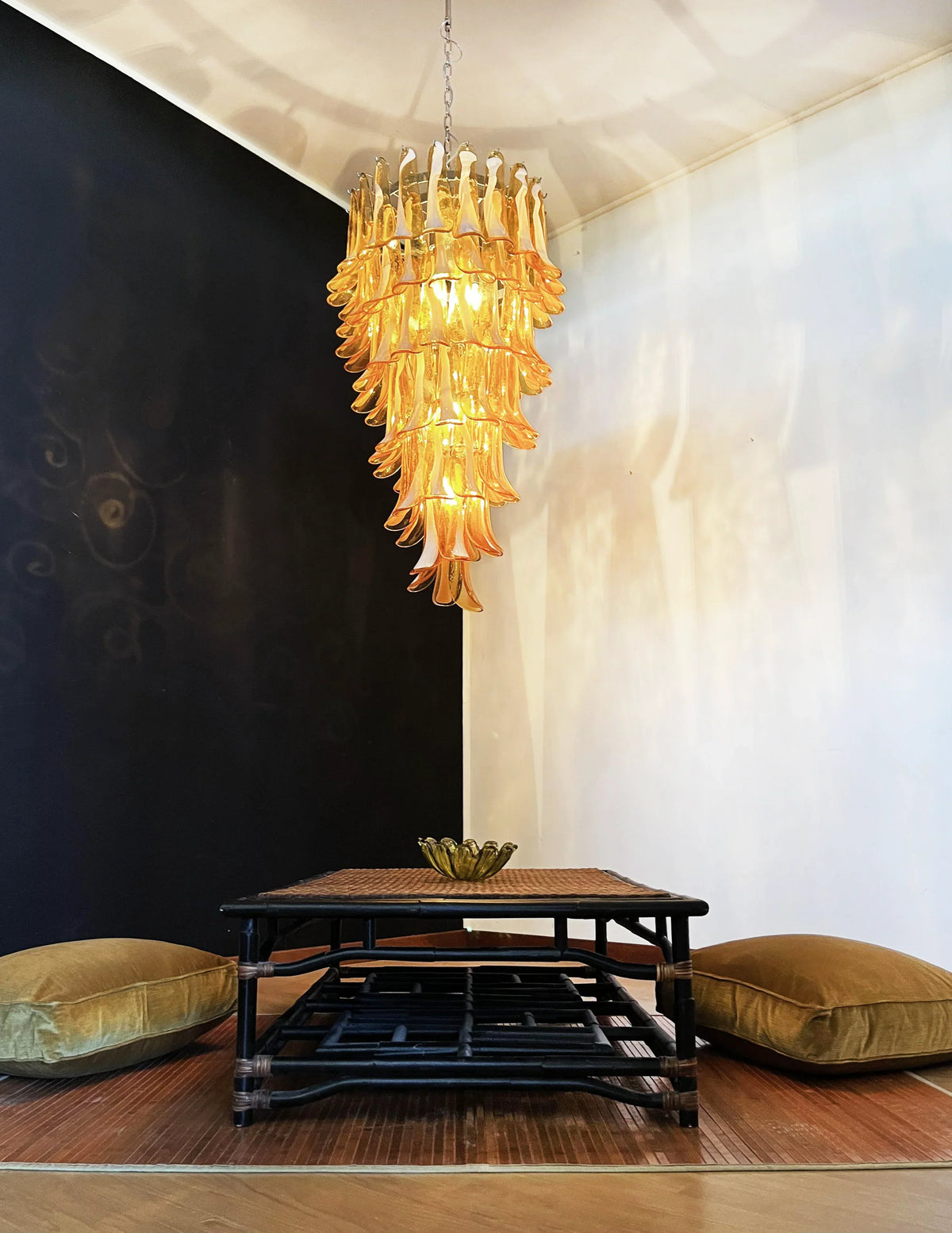 Petals Spiral Murano Amber Chandelier - view 6