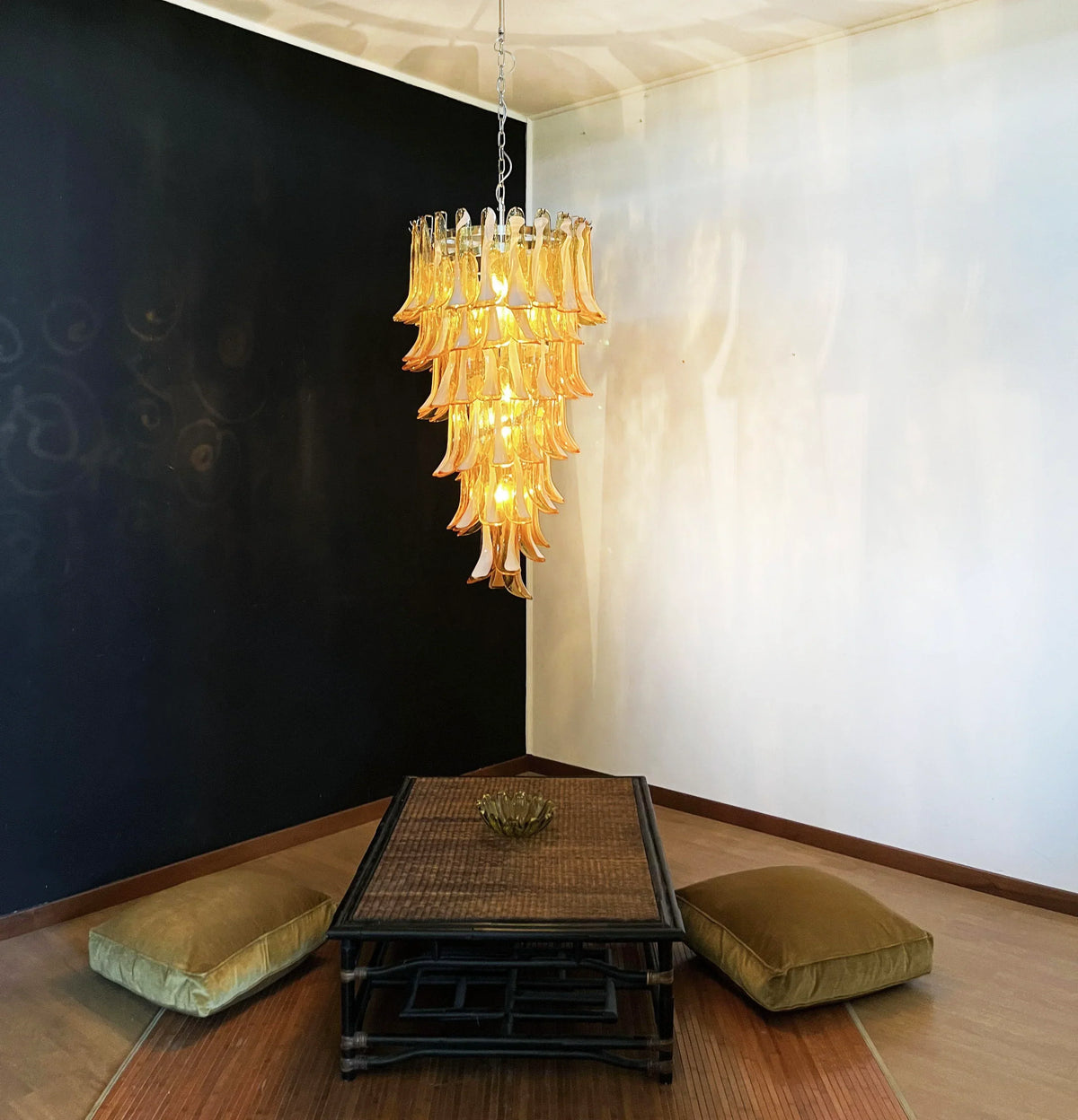 Petals Spiral Murano Amber Chandelier - view 2