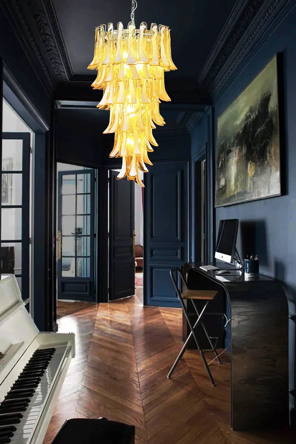 Petals Spiral Murano Amber Chandelier - view 10