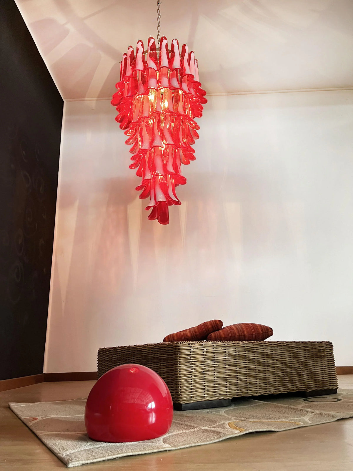 Petals Spiral Murano Red Chandelier - view 9