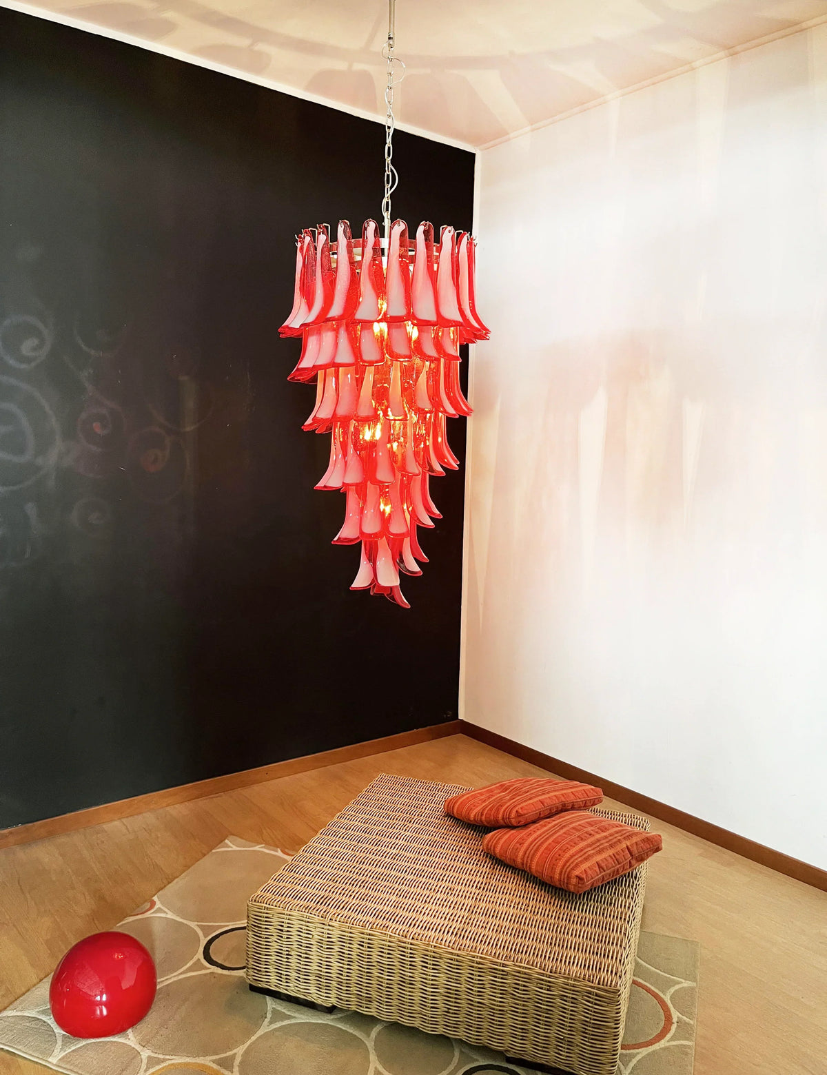 Petals Spiral Murano Red Chandelier - view 3