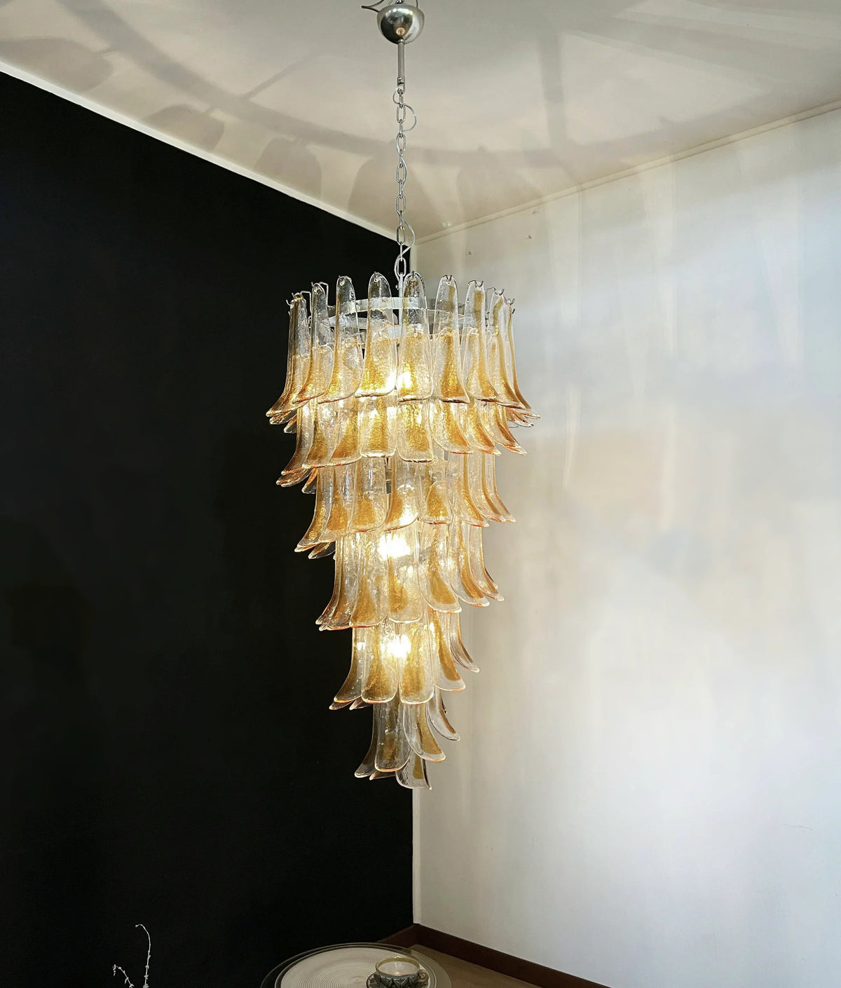 Petals Spiral Murano Transparent Chandelier Beautiful Amber - view 9