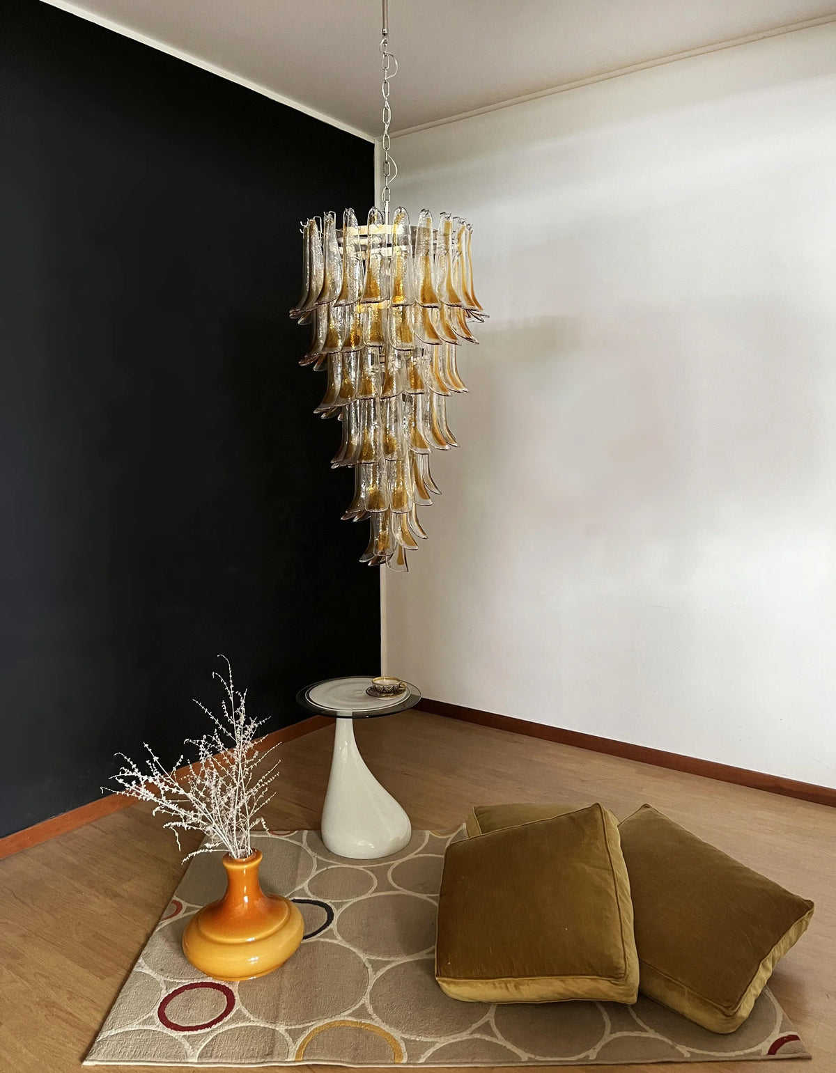 Petals Spiral Murano Transparent Chandelier Beautiful Amber - view 5