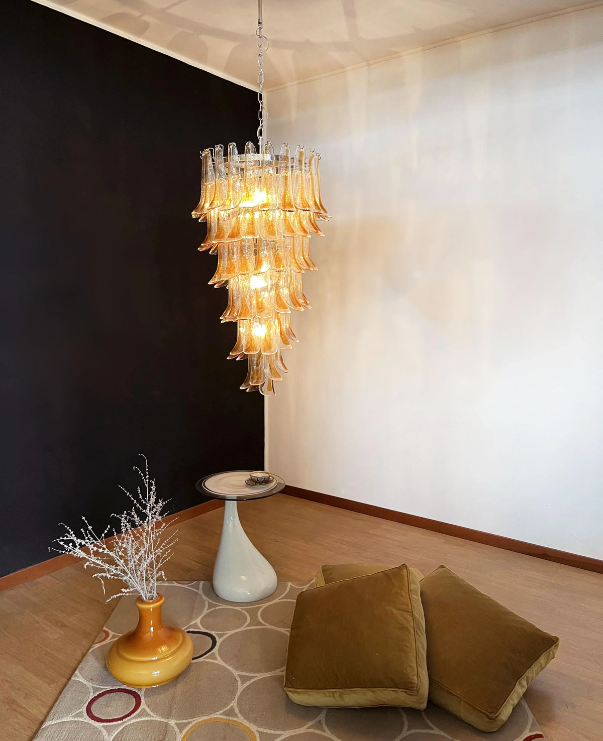 Petals Spiral Murano Transparent Chandelier Beautiful Amber - view 4