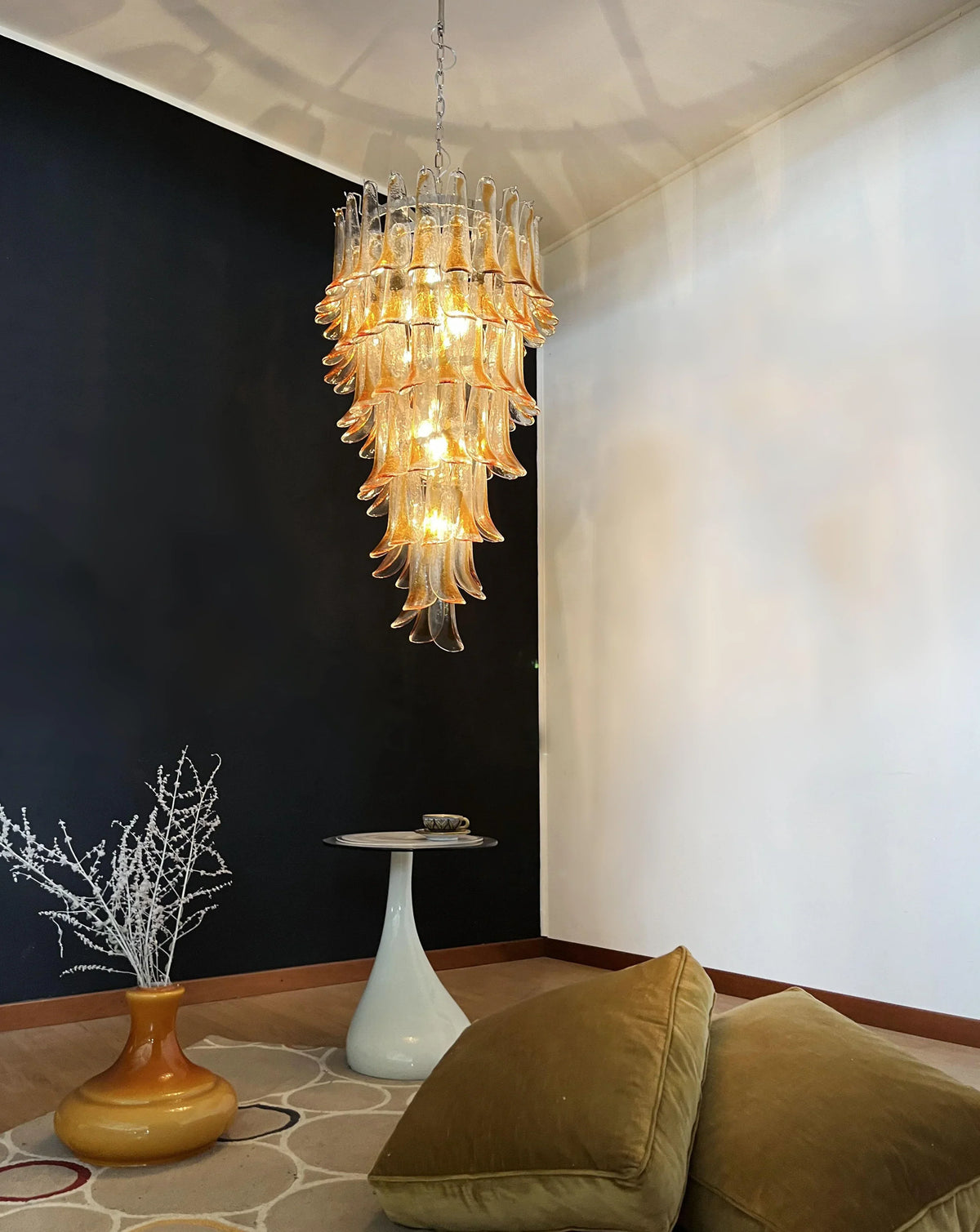 Petals Spiral Murano Transparent Chandelier Beautiful Amber - view 6