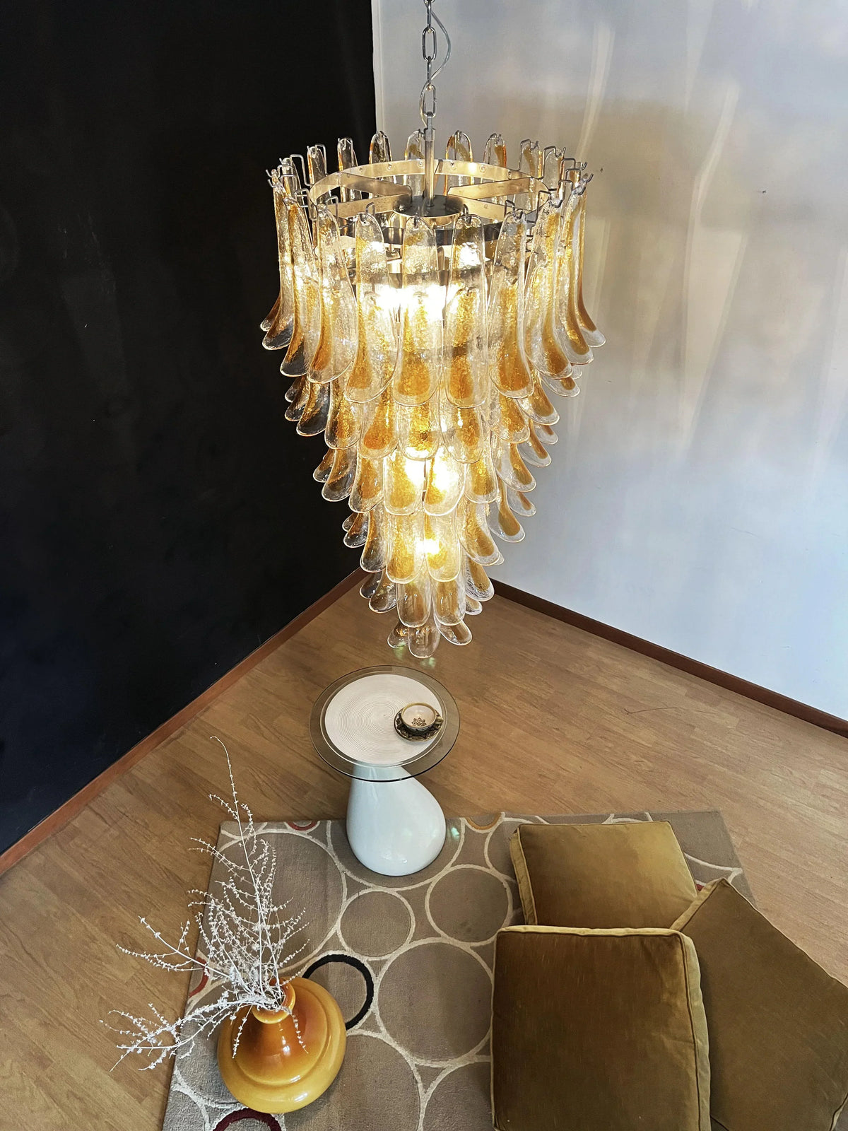 Petals Spiral Murano Transparent Chandelier Beautiful Amber - view 8
