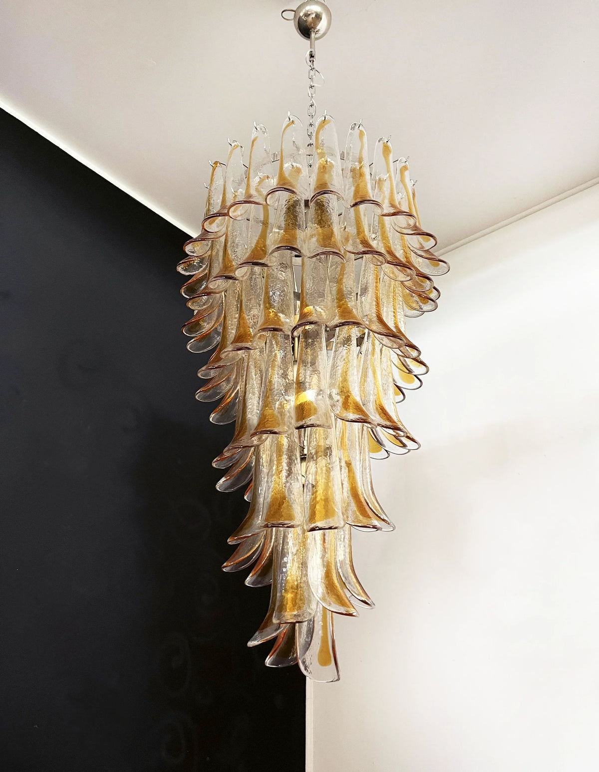 Petals Spiral Murano Transparent Chandelier Beautiful Amber - view 13