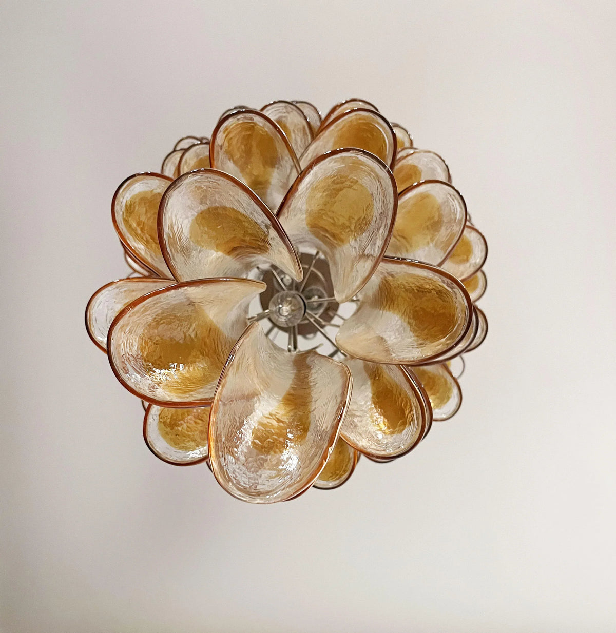 Petals Spiral Murano Transparent Chandelier Beautiful Amber - view 16